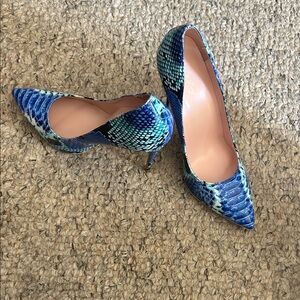 Elisabet Lang Blue Snakeskin Patterned Women's Heels